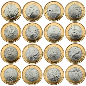Coleção com as 16 Moedas das Olimpíadas Rio 2016